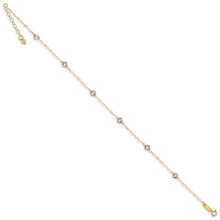 Load image into Gallery viewer, 14K Two-tone Oval Chain with Wavy Circles 9in Plus 1in Ext Anklet
