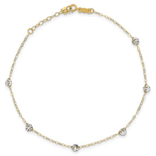 Load image into Gallery viewer, 14K Two-tone Oval Chain with Wavy Circles 9in Plus 1in Ext Anklet
