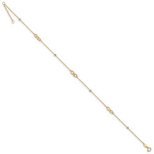 Load image into Gallery viewer, 14K Two-Tone Diamond-cut Beads and Infinity 10in Plus 1in ext. Anklet
