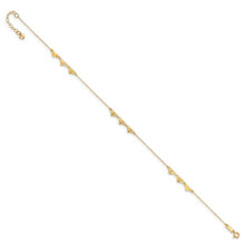 Load image into Gallery viewer, 14K Diamond-cut Hearts 9in Plus 1in ext  Anklet
