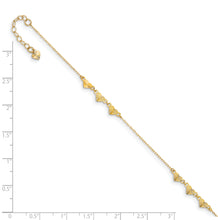 Load image into Gallery viewer, 14K Diamond-cut Hearts 9in Plus 1in ext  Anklet

