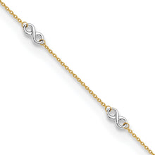 Load image into Gallery viewer, 14K Two-tone Polished Infinity 9in Plus 1 in ext. Anklet

