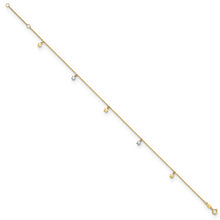 Load image into Gallery viewer, 14K Two-tone Polished Diamond-cut Stars 9in Plus 1 in ext. Anklet
