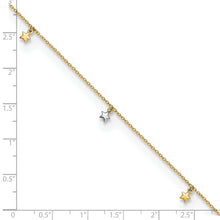 Load image into Gallery viewer, 14K Two-tone Polished Diamond-cut Stars 9in Plus 1 in ext. Anklet
