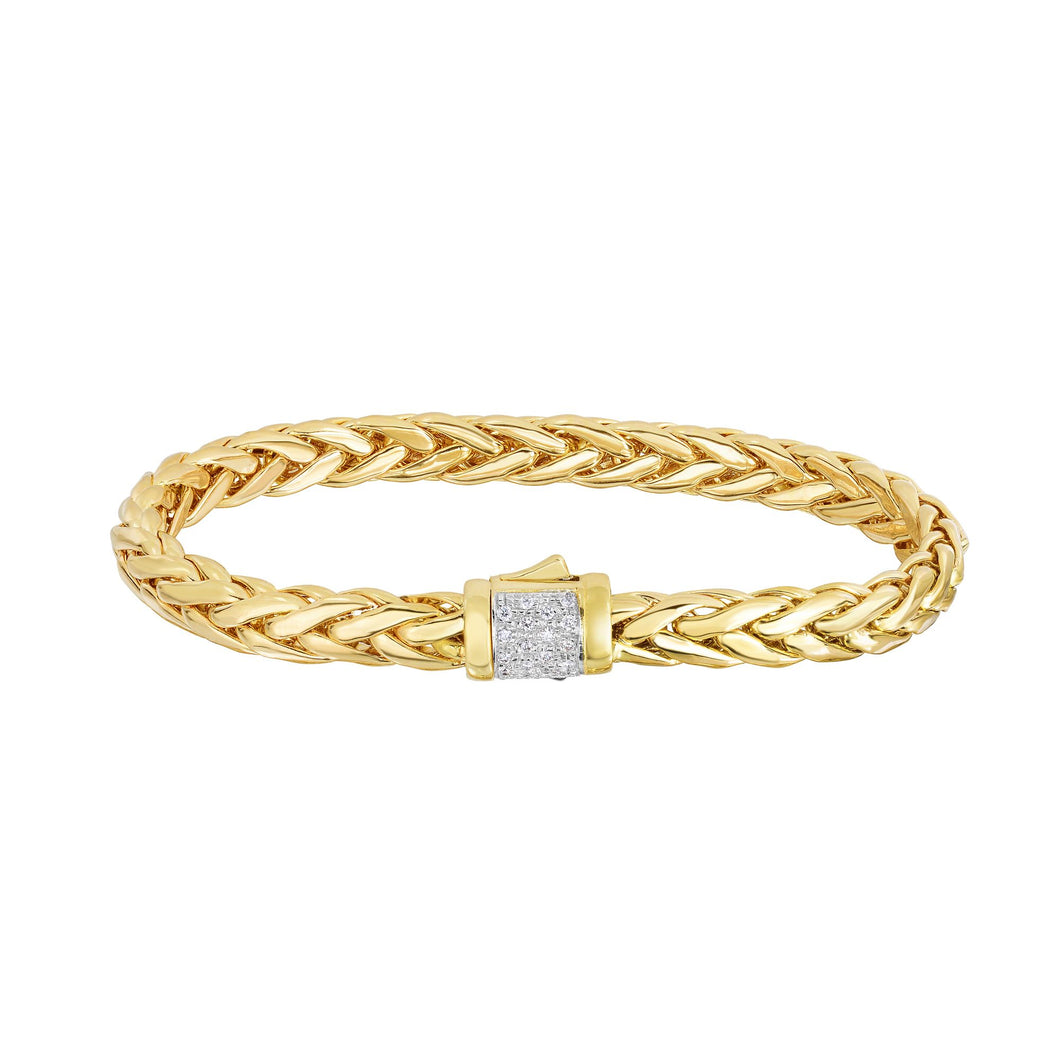 14K Gold Woven Large Diamond Pave Lock Bracelet