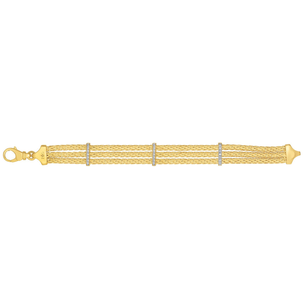 14K Gold .21ct. Dia Woven Bracelet