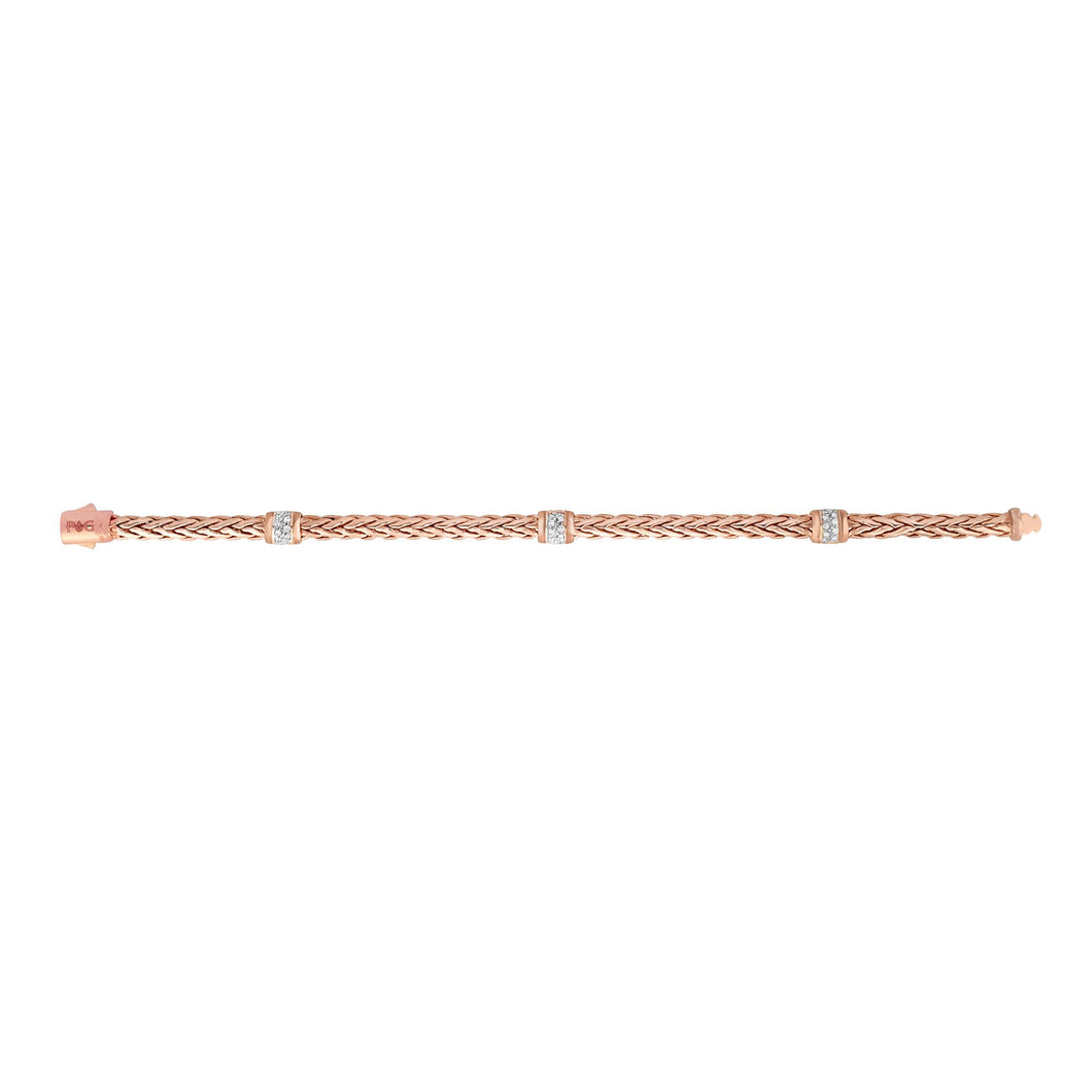 14K Gold Woven Diamond Station Bracelet