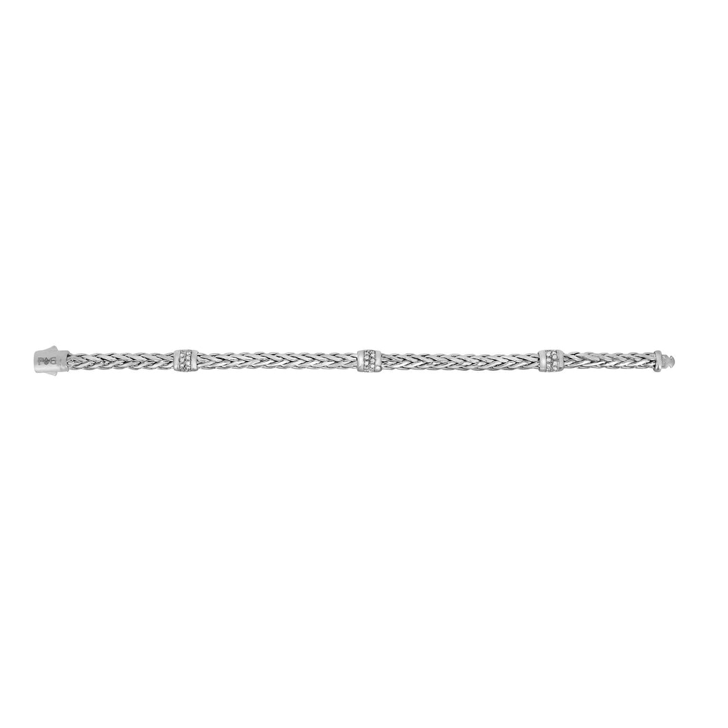 14K Gold Woven Diamond Station Bracelet