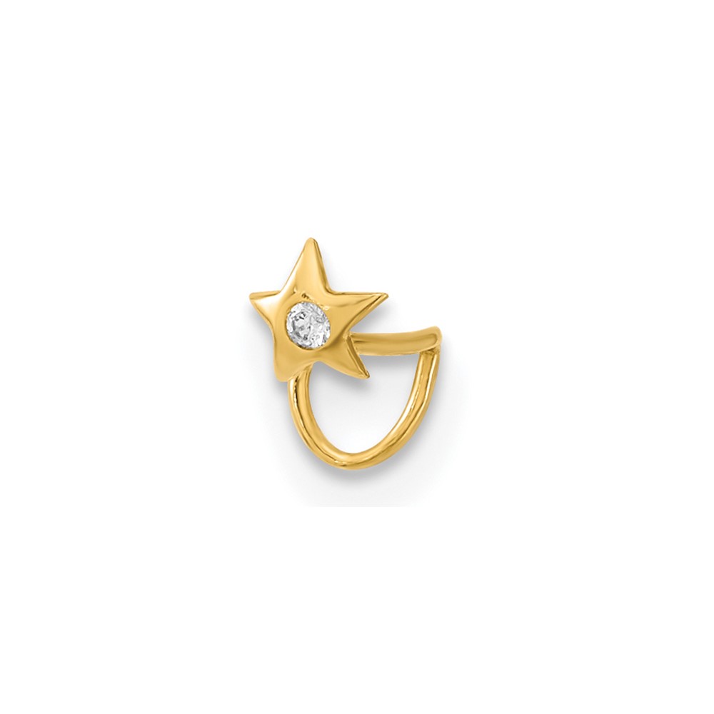 14K 22 Gauge Star with CZ Nose Ring Body Jewelry