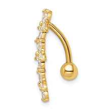 Load image into Gallery viewer, 14k CZ 3 Flowers Dangle Belly Ring
