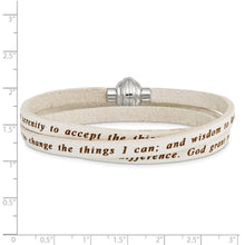 Load image into Gallery viewer, Stainless Steel Serenity Prayer White Leather Wrap 22.25 Inch Bracelet
