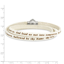 Load image into Gallery viewer, Stainless Steel Lord&#39;s Prayer White Leather Wrap 22.25 Inch Bracelet
