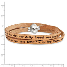 Load image into Gallery viewer, Stainless Steel Lord&#39;s Prayer Tan Leather Wrap 23.5 Inch Bracelet
