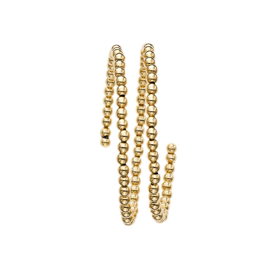 14K Gold Polished Bead Coil Bangle