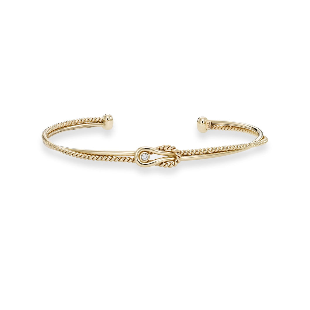14K Gold Italian Cable L'Infinito Diamond Knot Cuff