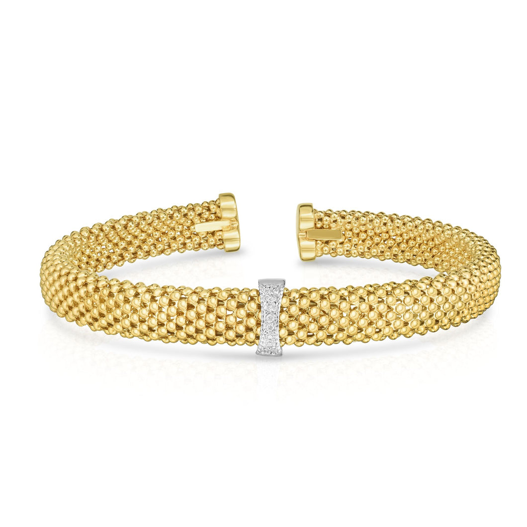 14K Gold Popcorn Bangle with .05CT Diamonds