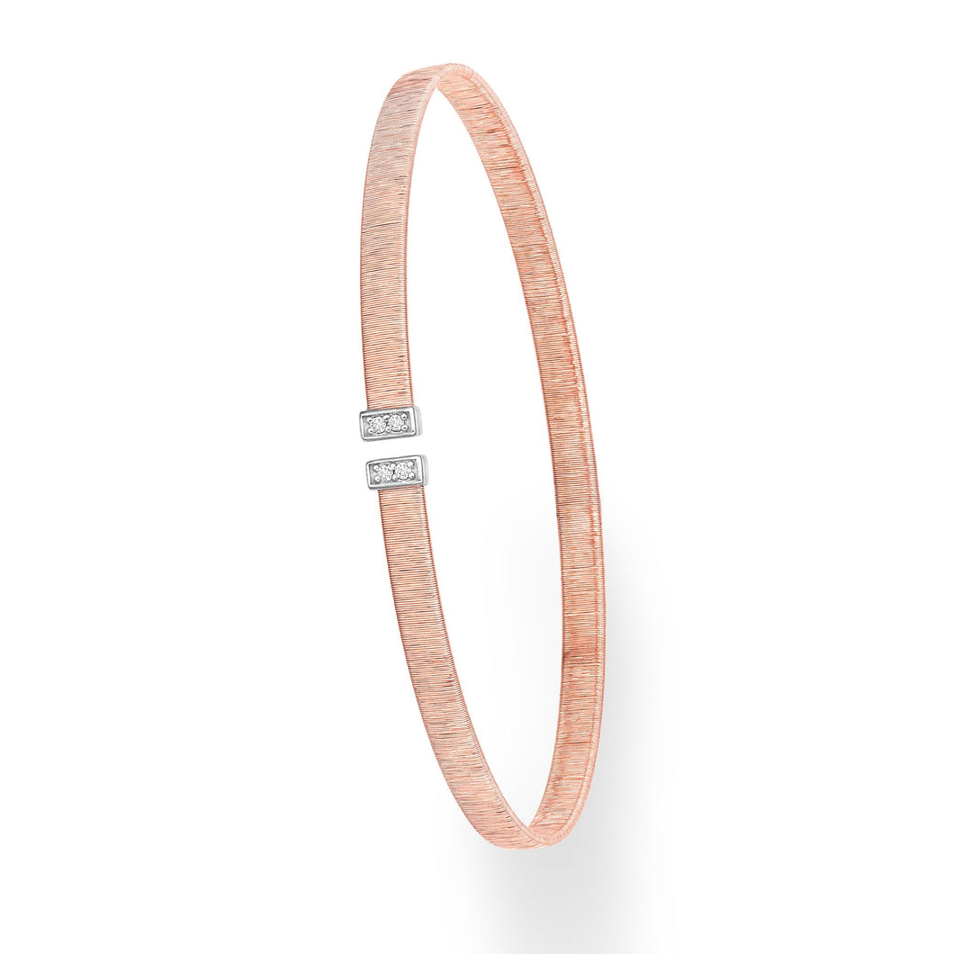 14K Gold Diamond .04ct Italian Silk Cuff