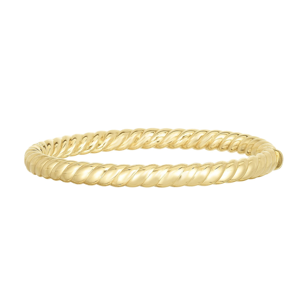 14K Gold Scultped Twist 6mm Bangle