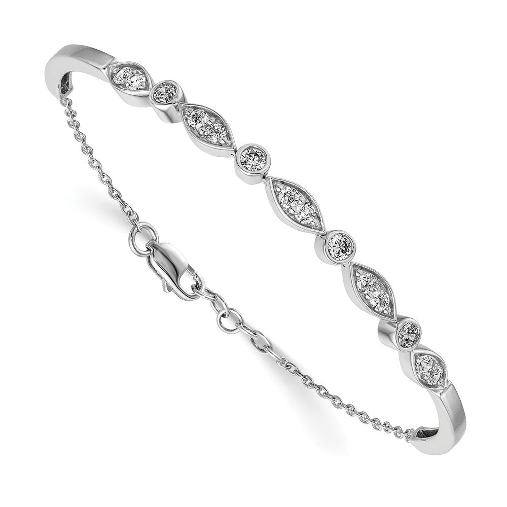 14K White Gold Lab Grown Diamond SI1/SI2, G H I, Bangle Bracelet
