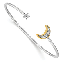 Load image into Gallery viewer, 14k Two-tone Moon w/Star Diamond Cuff Bangle
