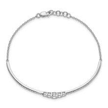 Load image into Gallery viewer, 14k White Gold Polished Diamond Bezel Set Bar 7in w/.5 ext Bracelet
