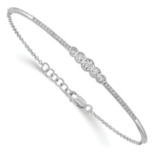 Load image into Gallery viewer, 14k White Gold Polished Diamond Bezel Set Bar 7in w/.5 ext Bracelet
