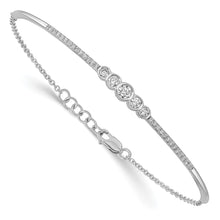 Load image into Gallery viewer, 14k White Gold Polished Diamond Bezel Set Bar 7in w/.5 ext Bracelet
