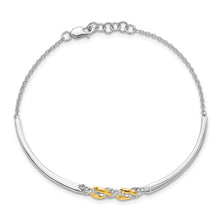 Load image into Gallery viewer, 14k Two-tone Polished Diamond Circles Bar 7in w/.5in ext Bracelet
