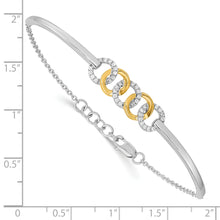 Load image into Gallery viewer, 14k Two-tone Polished Diamond Circles Bar 7in w/.5in ext Bracelet
