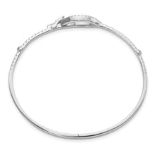 Load image into Gallery viewer, 14k White Gold Polished Diamond Oval Buckle Hinged Bangle
