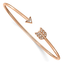 Load image into Gallery viewer, 14k Rose Gold Diamond Arrow Cuff Bangle
