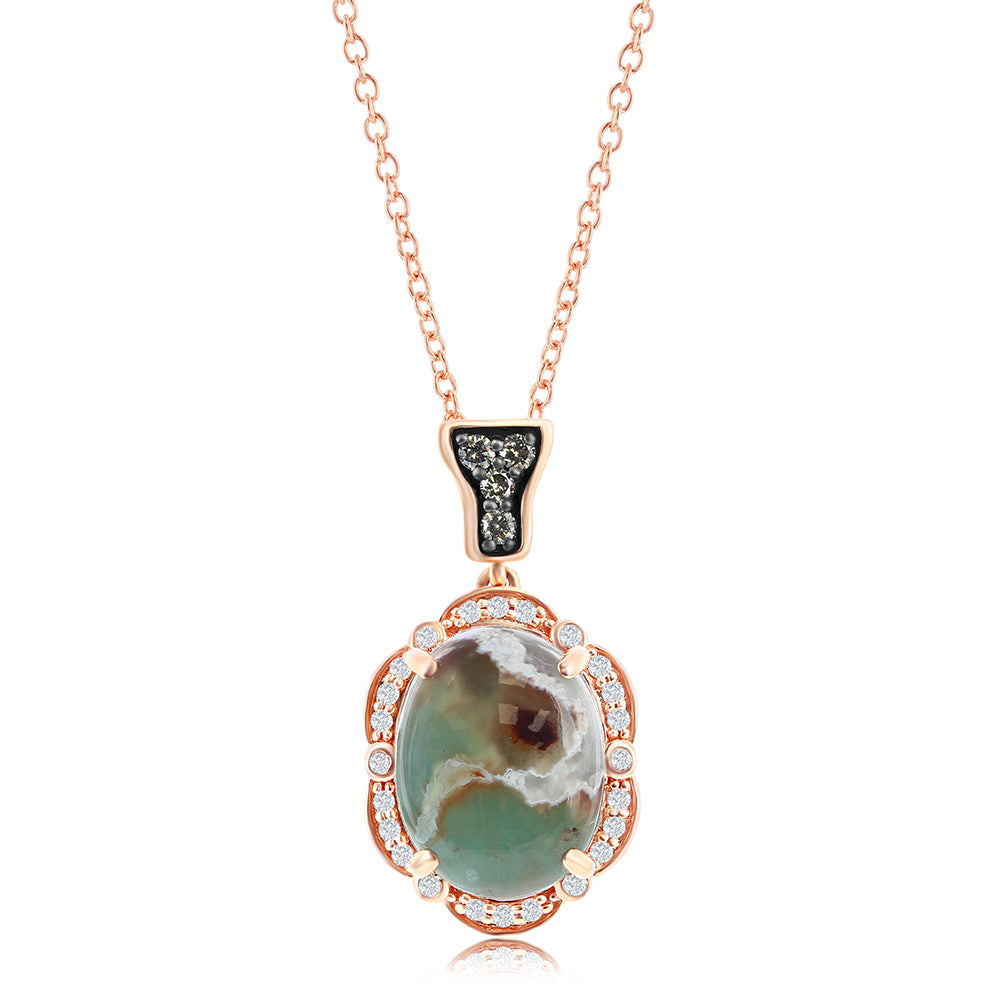 Le Vian Chocolatier� Pendant featuring 4  1/5 cts. Aquaprase Candy, 1/15 cts. Chocolate Diamonds�, 1/8 cts. Vanilla Diamonds� set in 14K Strawberry Gold�