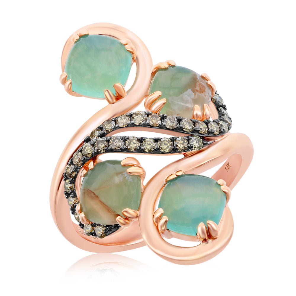 Le Vian Chocolatier� Ring featuring 2 1/2 cts. Aquaprase Candy, 3/8 cts. Chocolate Diamonds� set in 14K Strawberry Gold�