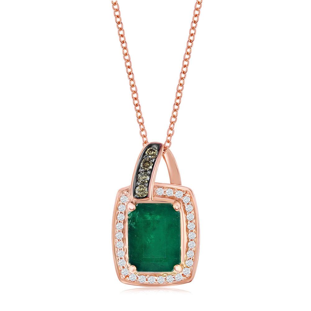 Le Vian Chocolatier� Pendant featuring 1 5/8 cts. Costa Smeralda Emeralds�, 1/10 cts. Chocolate Diamonds�, 1/10 cts. Vanilla Diamonds� set in 14K Strawberry Gold�