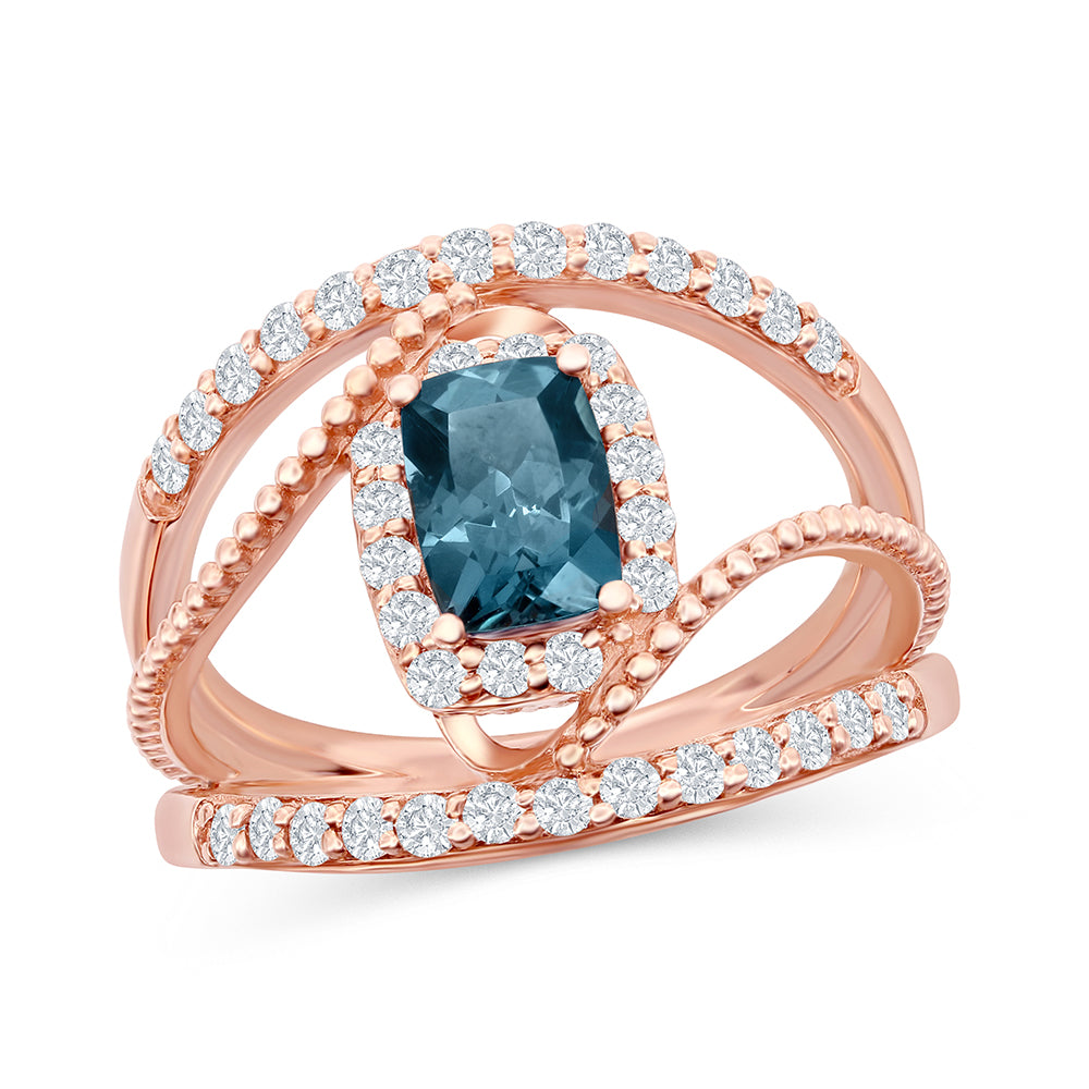 Le Vian Creme Brulee� Ring featuring 7/8 cts. Deep Sea Blue Topaz?, 5/8 cts. Nude Diamonds set in 14K Strawberry Gold�