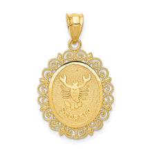 Load image into Gallery viewer, 14k Solid Satin Polished Scorpio Zodiac Oval Pendant
