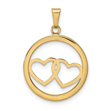 Load image into Gallery viewer, 14K Polished Double Heart in Circle Pendant

