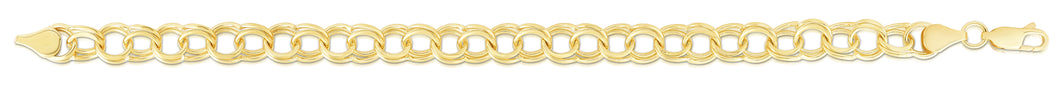 14K Gold Medium Double Link Charm Bracelet