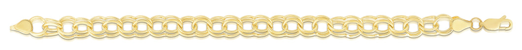 14K Gold Large Double Link Charm Bracelet