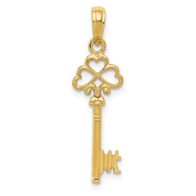 Load image into Gallery viewer, 14K Polished 3-D Hearts Key Charm
