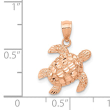 Load image into Gallery viewer, 14k Rose Gold Diamond Cut Turtle Pendant
