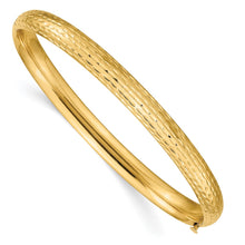 Load image into Gallery viewer, 14k 4/16 Diamond-cut Fancy Hinged Bangle Bracelet
