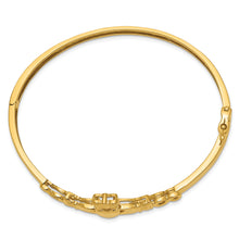 Load image into Gallery viewer, 14k 4mm Diamond-cut Claddagh Hinged Bangle Bracelet
