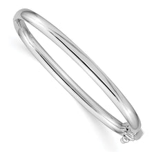 Load image into Gallery viewer, 14k White Gold Polished Hinged Safety Clasp Baby Bangle
