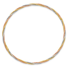 Load image into Gallery viewer, 14k Tri-color Diamond-cut Twisted Slip-on Bangle

