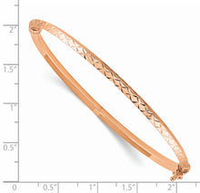 Load image into Gallery viewer, 14k Rose Gold Polished Diamond-cut Hinged Bangle Bracelet
