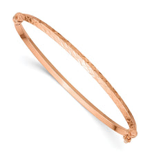 Load image into Gallery viewer, 14k Rose Gold Polished Diamond-cut Hinged Bangle Bracelet
