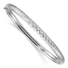 Load image into Gallery viewer, 14k White Gold 3/16 Textured Hinged Bangle
