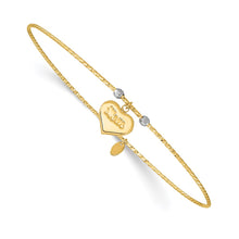 Load image into Gallery viewer, 14K Two-tone Diamond-Cut Heart w/Mom Bangle
