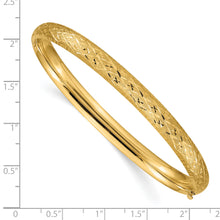 Load image into Gallery viewer, 14k 4/16 Diamond-cut Fancy Hinged Bangle Bracelet
